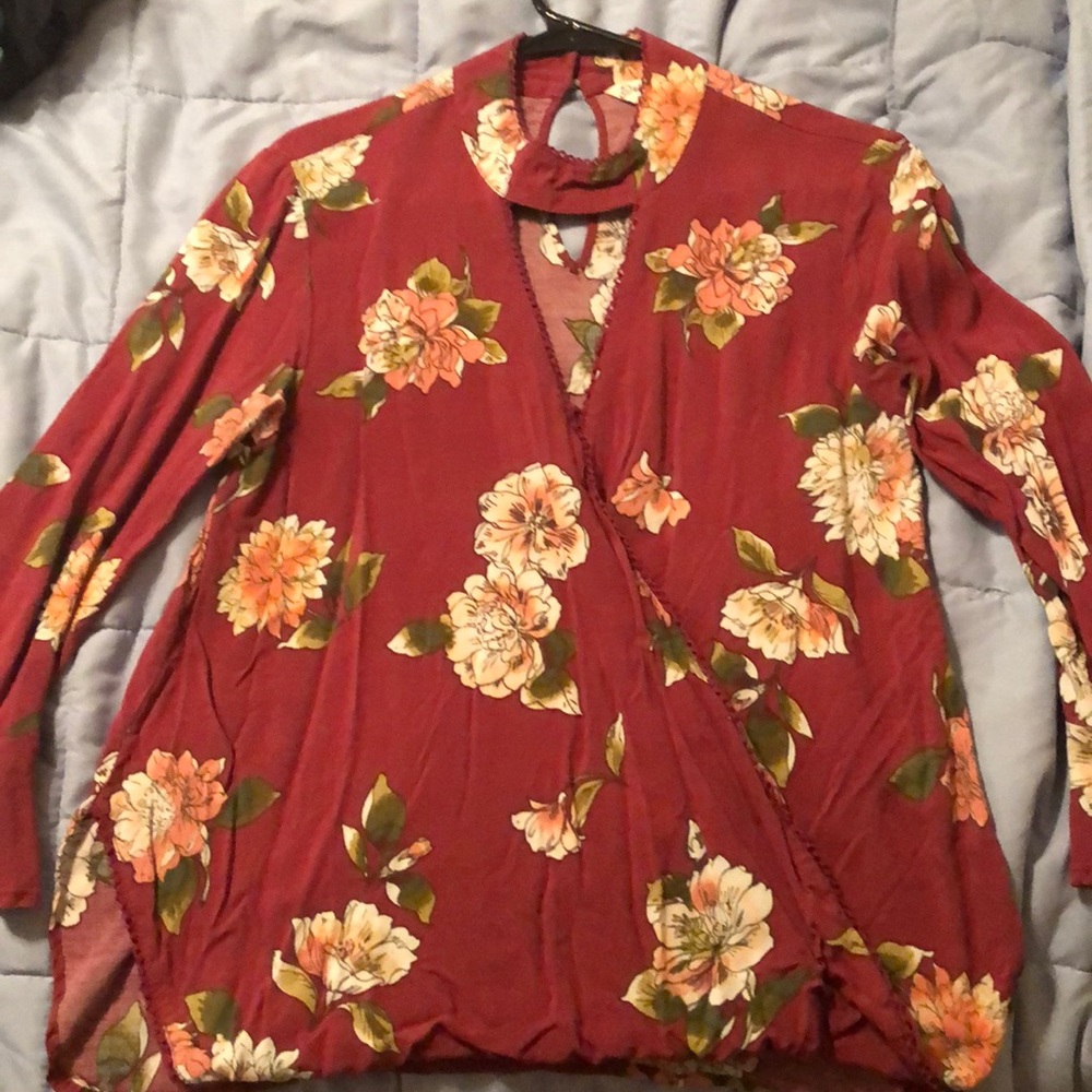 Maroon floral shirt
